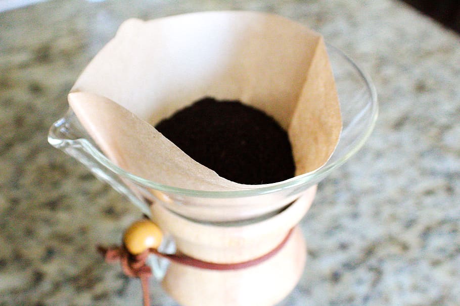 coffee, grounds, coffee grounds, chemex, slow drip, close-up HD wallpaper