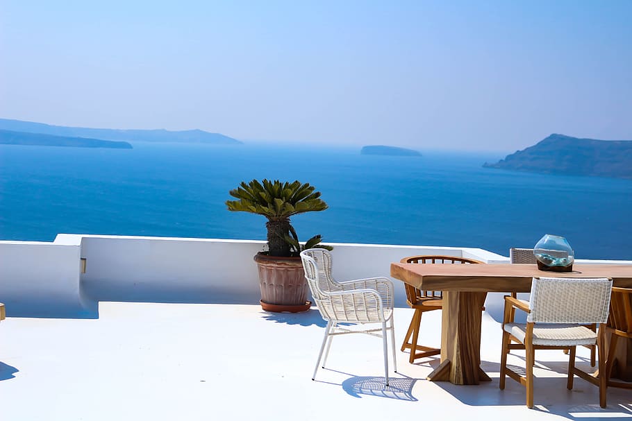 sea, summer, café, chair, water, table, seat, scenics - nature HD wallpaper