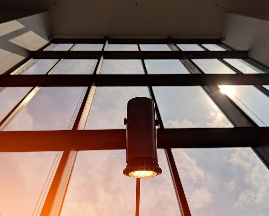 lamp, light, windows, indoors, sun rays, evening, professional HD wallpaper