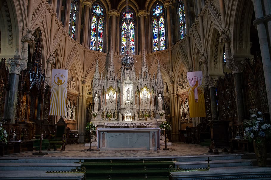 cathedral interior view, architecture, place of worship, built structure HD wallpaper
