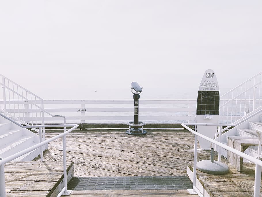 black telescope on ship, architecture, railing, built structure HD wallpaper