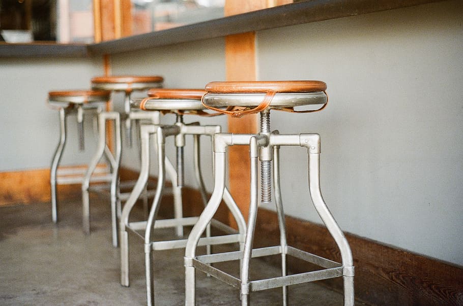 Shallow Focus Photography of Bar Stools, seat, absence, no people HD wallpaper