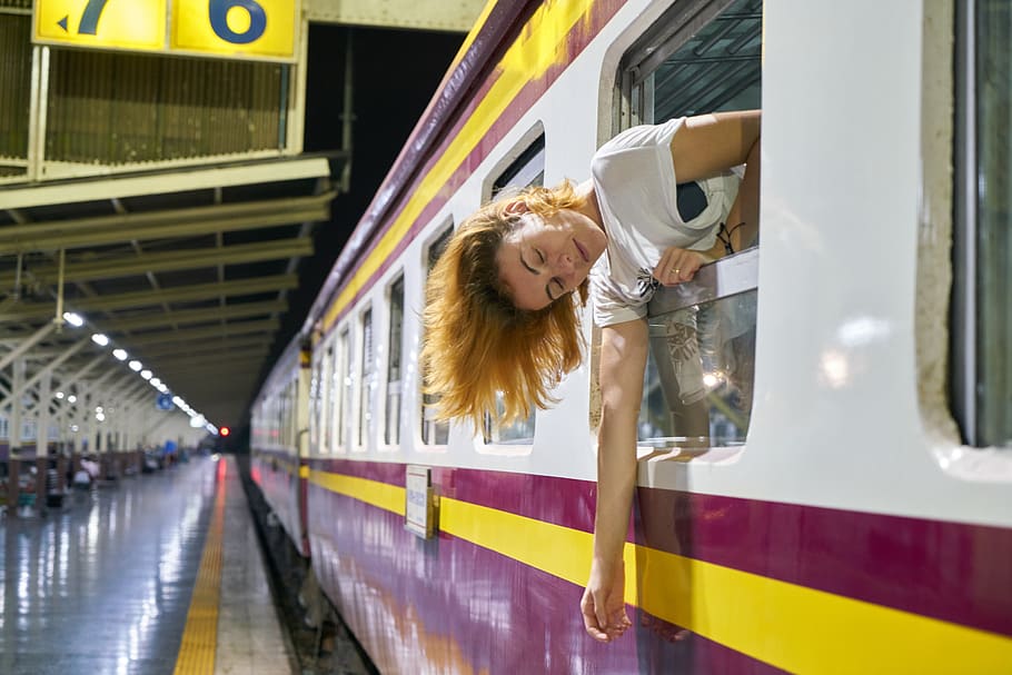 train, hair, mack, window, tourist, girl, woman, music, summer HD wallpaper