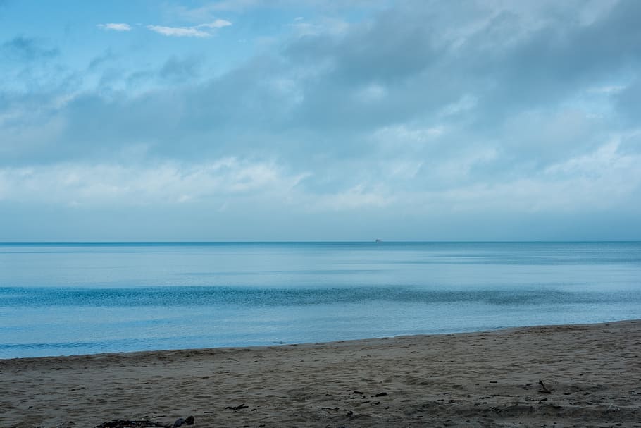 Sand Near Body of Water, beach, blue, clouds, landscape, nature HD wallpaper