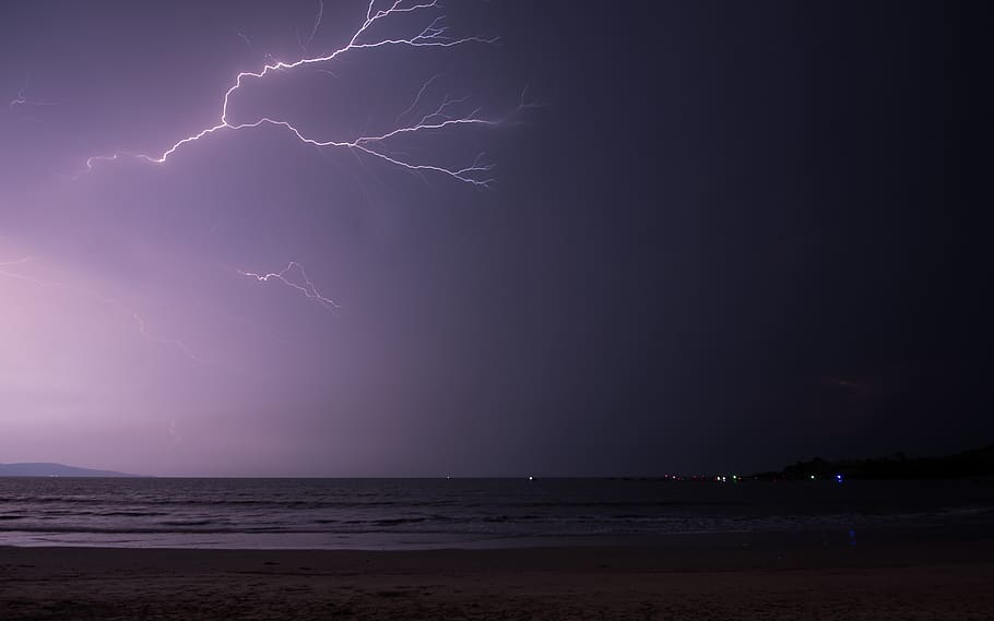 lightning during nighttime, storm, beauty in nature, power in nature HD wallpaper