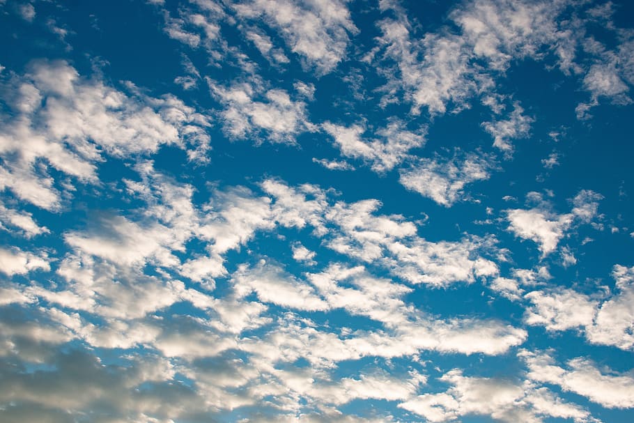 clouds, white, fluffy, sky, blue, weather, summer, mediterranean, HD wallpaper