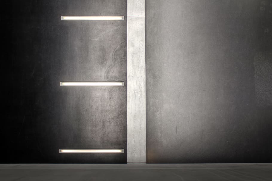 black and white, wall, lighting, fluorescent, lamp, indoors HD wallpaper