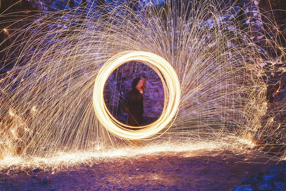 still, fireworks, light, show, flames, slow, shutter, exposure HD wallpaper