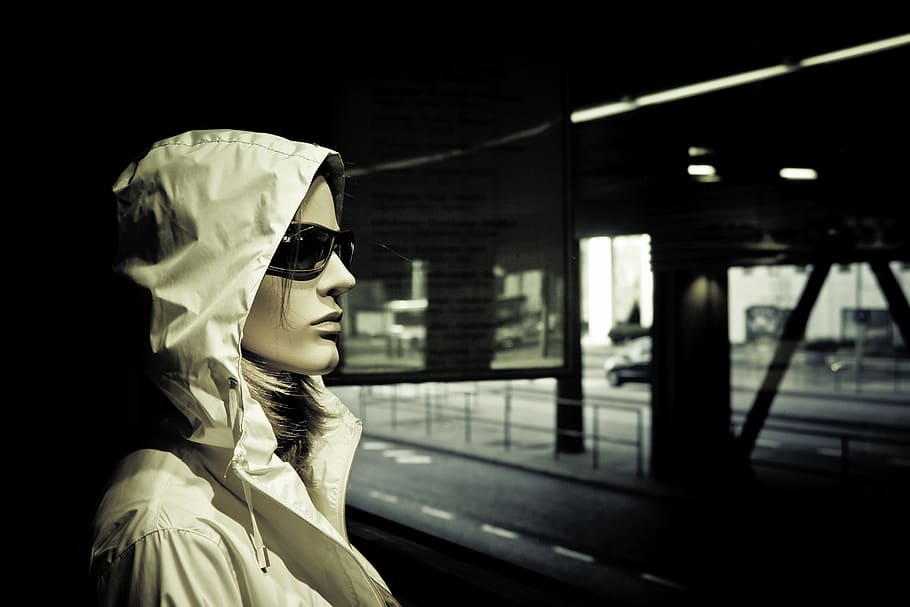 sunglasses, dark, dummy, model, urban, one person, transportation HD wallpaper
