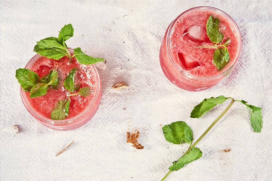 pink, mojito, drinks, alcohol, mint, leaves, food and drink HD wallpaper