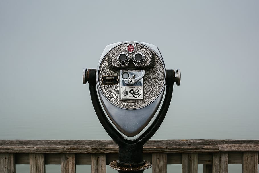 united states, south padre island, fog, mist, viewfinder, coin operated binoculars
