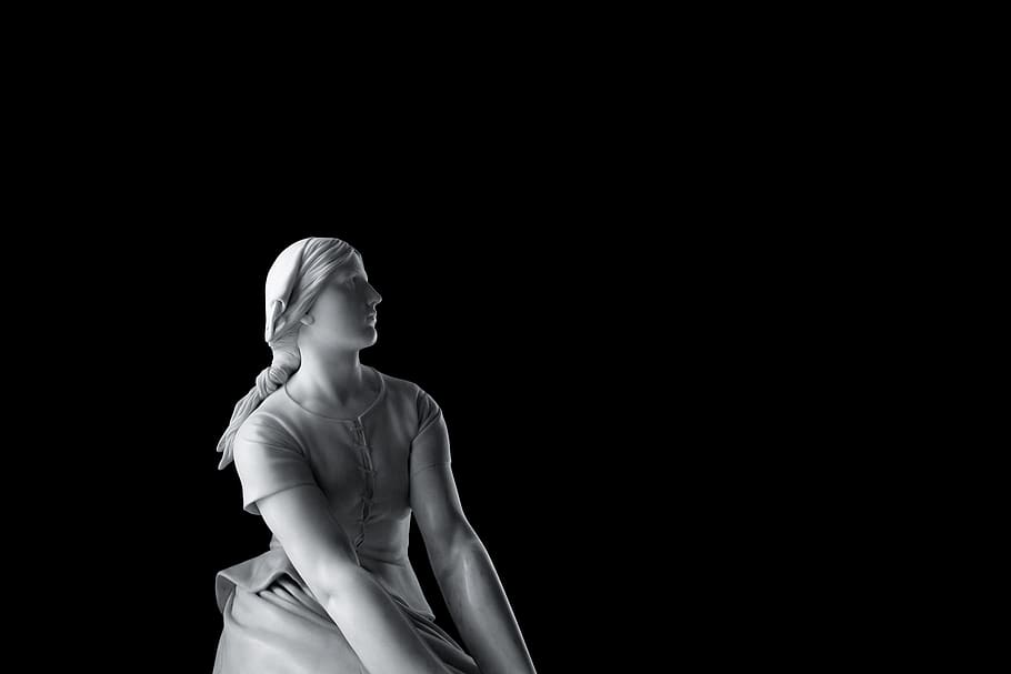 france, chantilly, dark, night, arc, girl, white, black, sculpture HD wallpaper