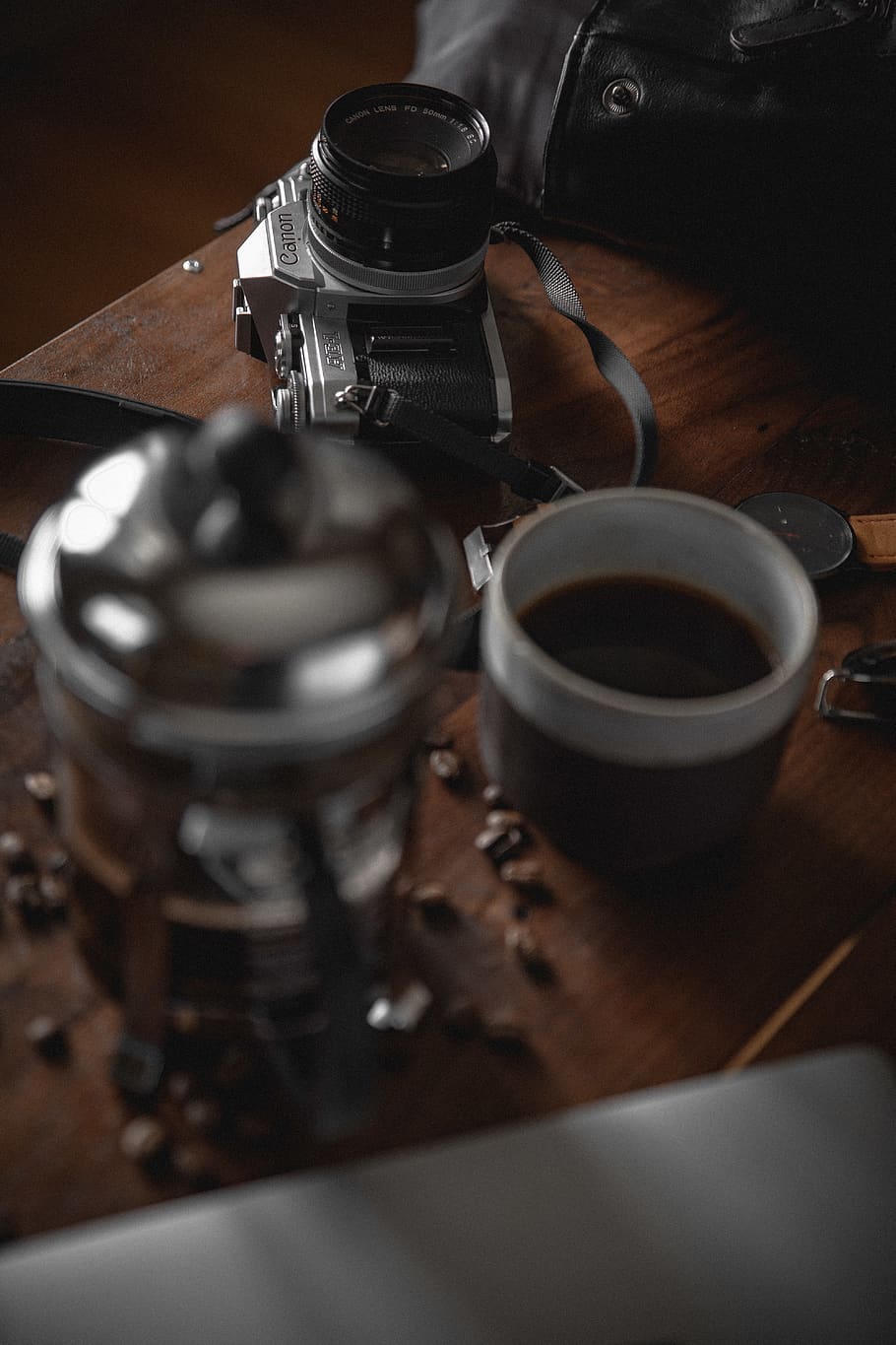 White Ceramic Teacup, black, brown, caffeine, camera, canon, classic