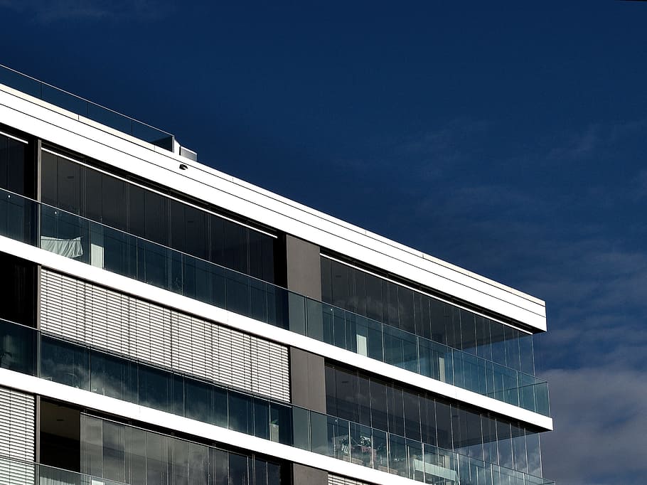 building, architecture, engineering, sky, blue, glass, built structure HD wallpaper