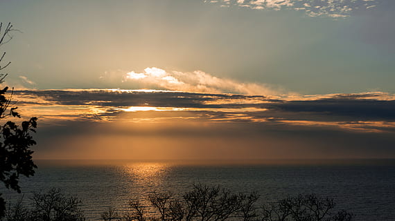 sunset, beautiful, orange, sky, cloud, clouds, reflection, horizon HD wallpaper