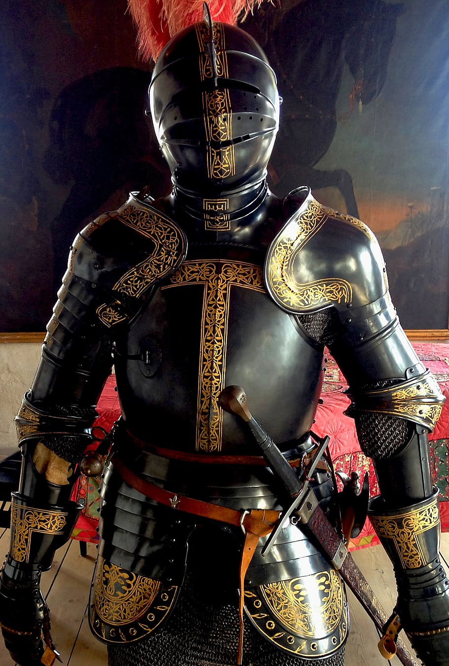 armor, sword, combat helmet, warrior, weapons, shield, match HD wallpaper