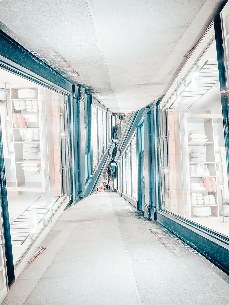 empty hallway, corridor, building, banister, handrail, urban HD wallpaper