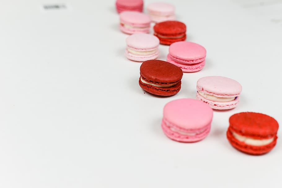 studio shot, indoors, white background, pink color, sweet food HD wallpaper