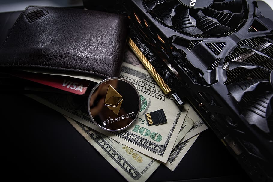 leather, wallet, business, cards, visa, gold, cryptocurrency, HD wallpaper