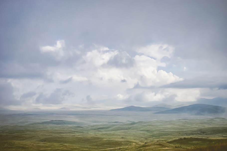 mountain range under cloudy sky during daytime, nature, outdoors HD wallpaper