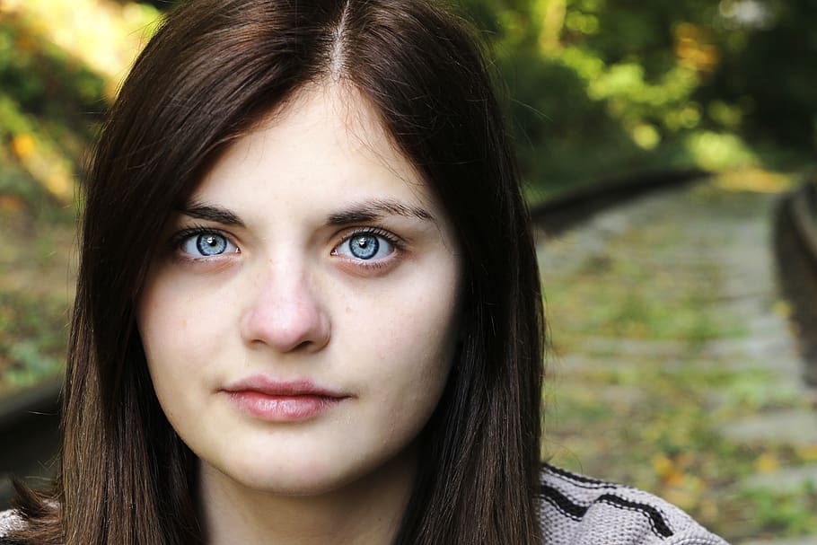 ukraine, lviv, girl, blue eyes, autumn, portrait, headshot, HD wallpaper