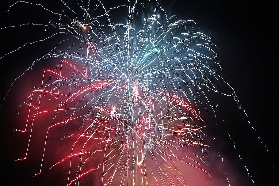 firework, celebrate, celebration, light, urban, newyear, background HD wallpaper