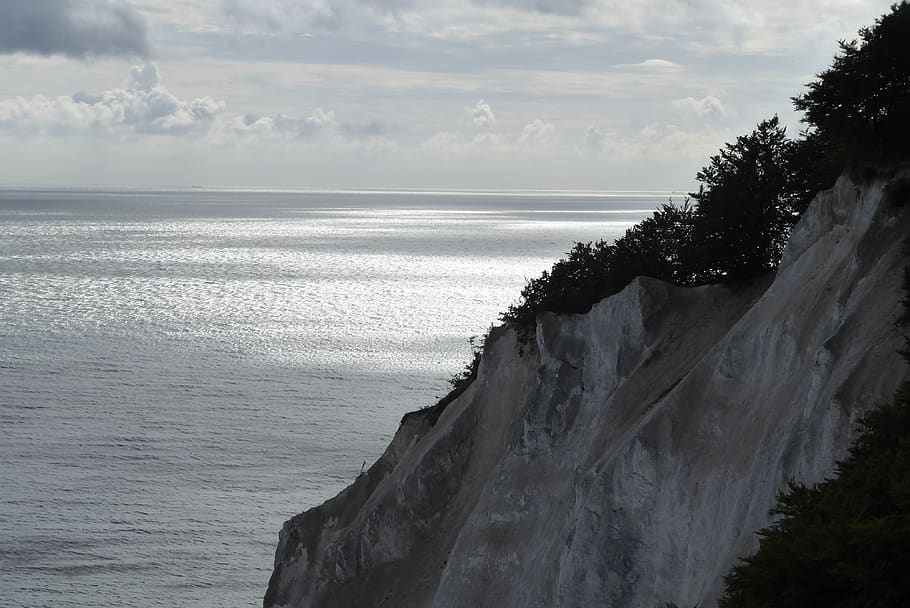 denmark, sea, white cliffs, moen, sky, water, scenics - nature HD wallpaper