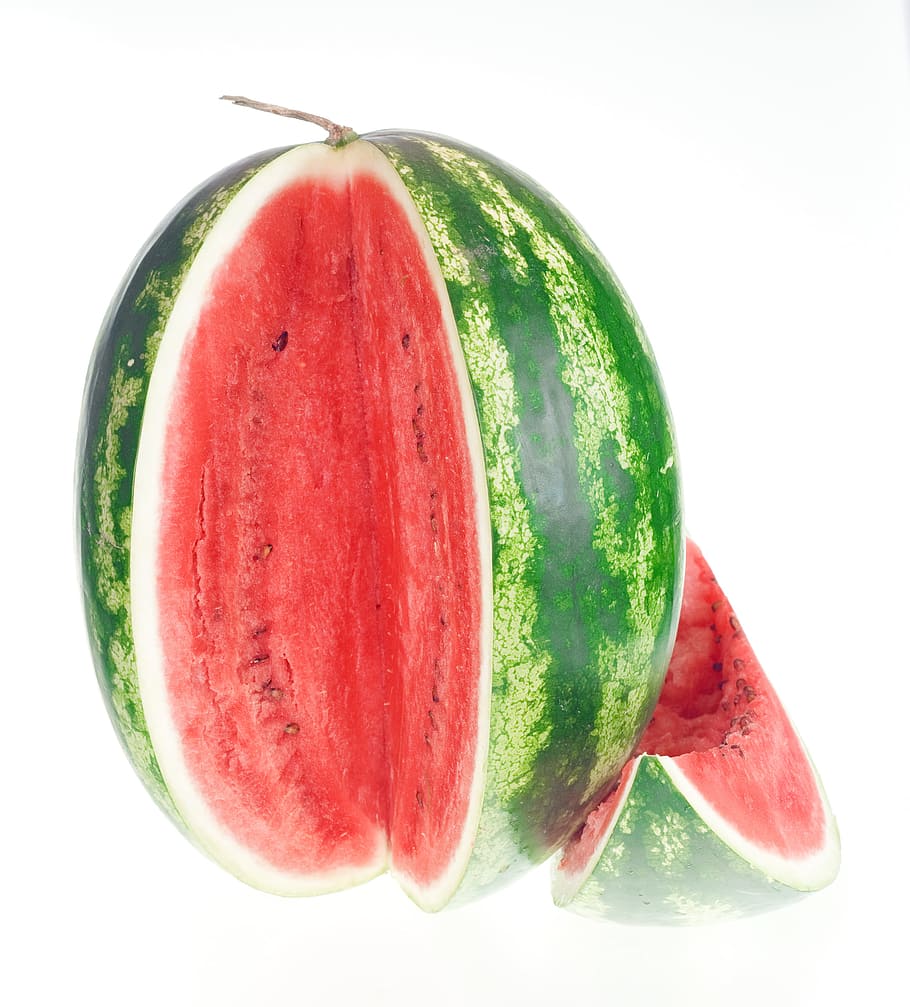watermelon, slice, isolated, white, sweetfood, red, diet, studio HD wallpaper