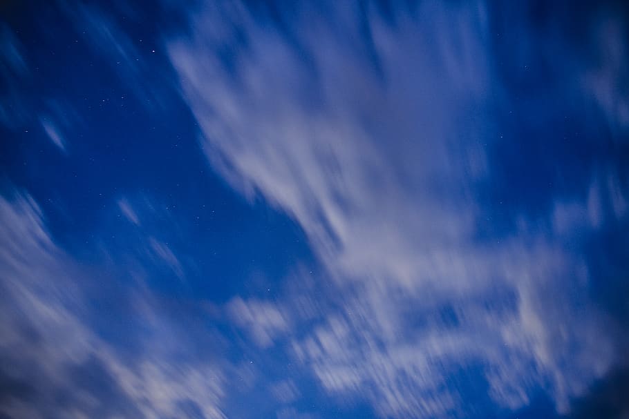 white clouds, sky, nature, azure sky, outdoors, night, stars HD wallpaper