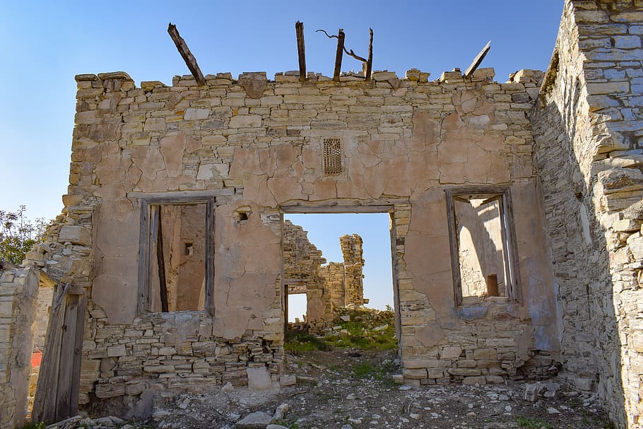 ruins, house, damaged, weathered, ruined, abandoned, stone HD wallpaper