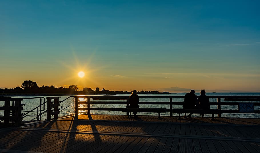 sunset, mood, sky, dusk, lighting, rest, atmospheric, sea, romantic HD wallpaper