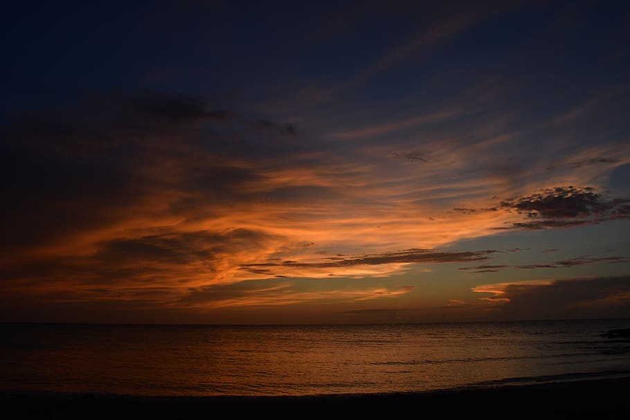 sky, beach, people, sunset, sea, ocean, landscape, nature, water HD wallpaper