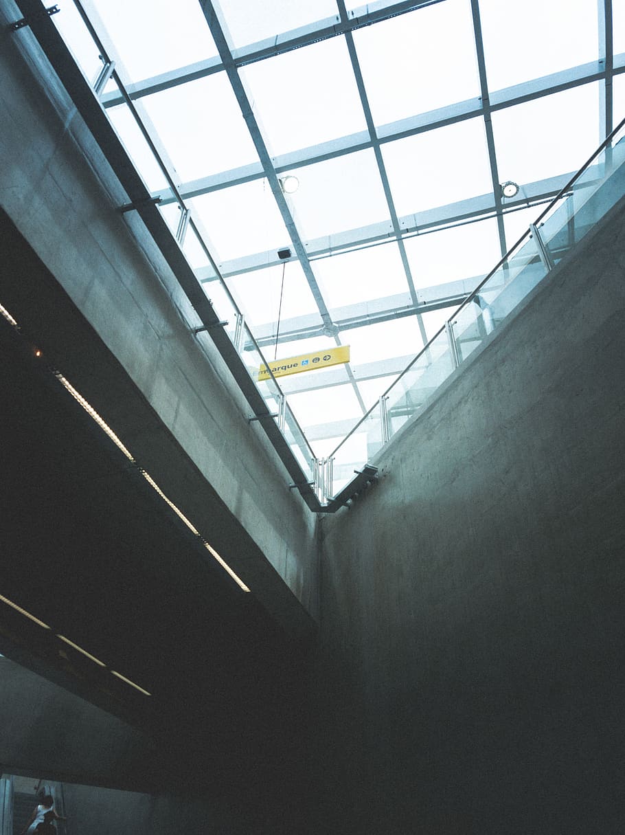 Gray Wall, architecture, building, ceiling, concrete, construction HD wallpaper