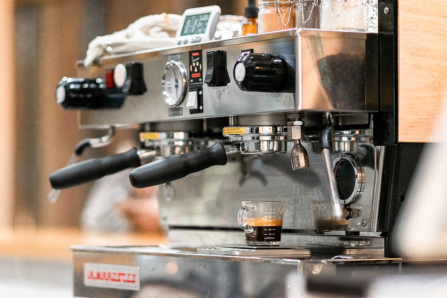 silver espresso machine, coffee cup, drink, beverage, united states of america HD wallpaper