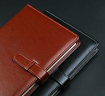 leather present, note, notebook, business, paper, office, desk HD wallpaper