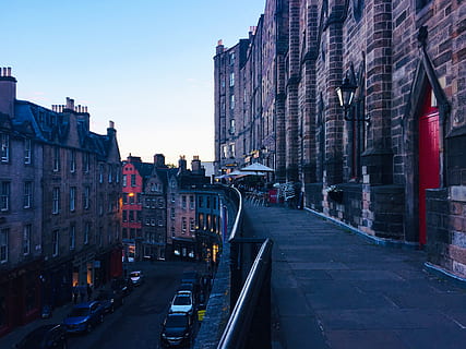 brown concrete buildings, edinburgh, street, victoria terrace HD wallpaper