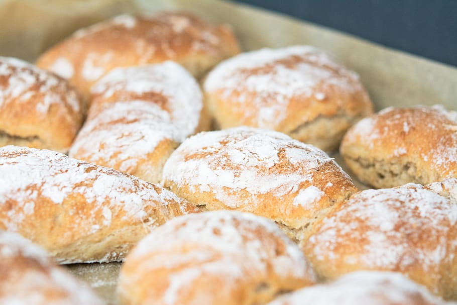 bread, bread roll, food, delicious, fresh, baked, breakfast HD wallpaper