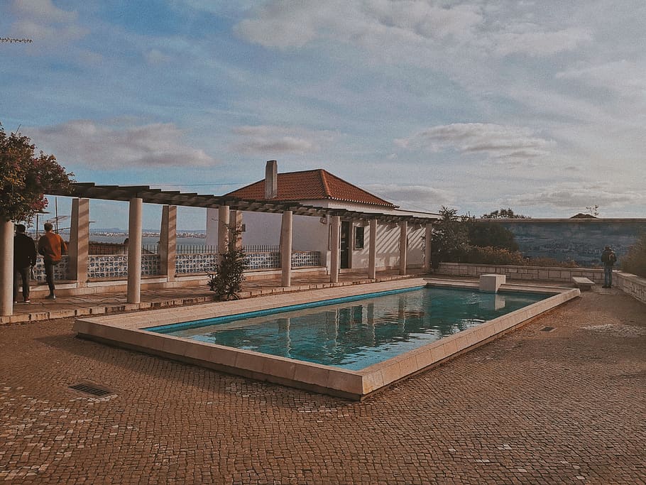 person, human, water, pool, lisboa, swimming pool, building HD wallpaper