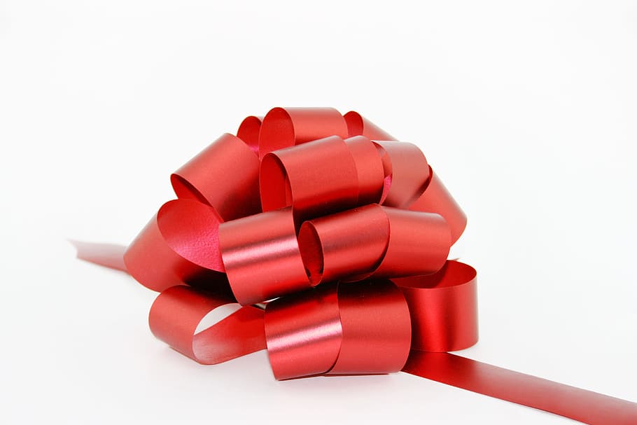 bow, red, gift, wrapping, present, ribbon, new, isolated, decoration HD wallpaper