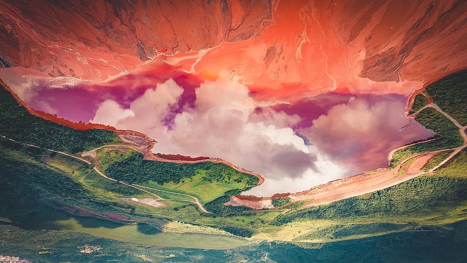 landscape abstract painting, beauty in nature, environment, mountain HD wallpaper