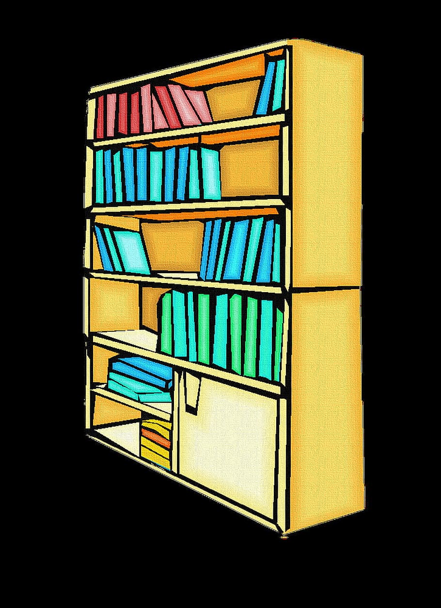 library, book, paper, case, wooden, graphic, multi colored HD wallpaper