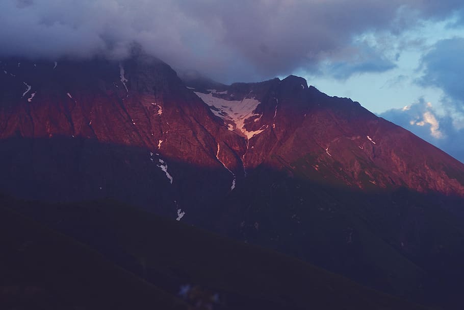 mountain, snow, georgia, clouds, dusk, sky, scenics - nature HD wallpaper