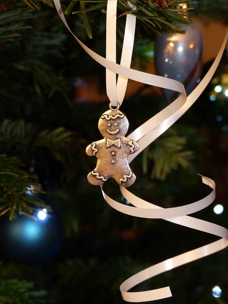 snowman, gingerbread, maennele, decoration, christmas, fir HD wallpaper