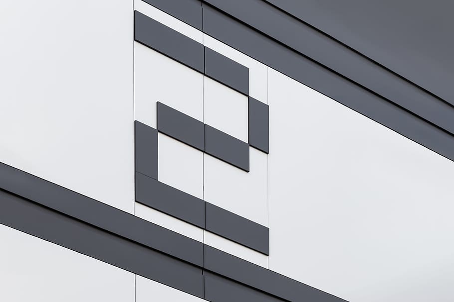 number 2 display, building, wall, two, black and white, line HD wallpaper