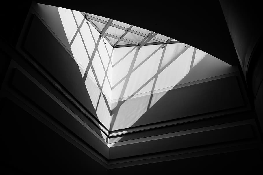 low-angle photo of glass ceiling window, architecture, building, HD wallpaper