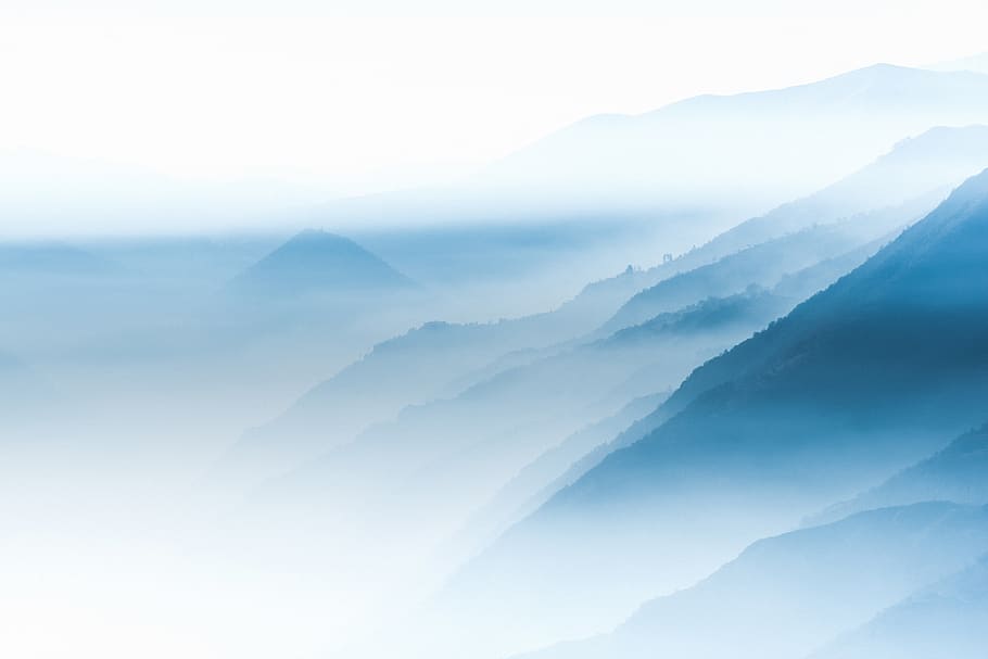 blue mountain and mist, beauty in nature, scenics - nature, tranquility HD wallpaper