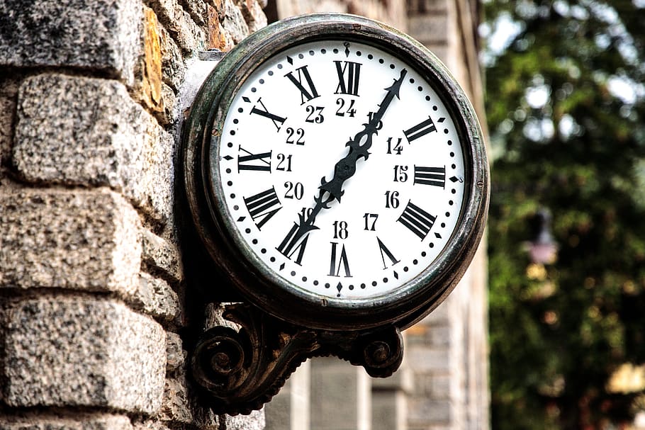 clock, railway station, wait, old, roman numerals, time, close-up HD wallpaper