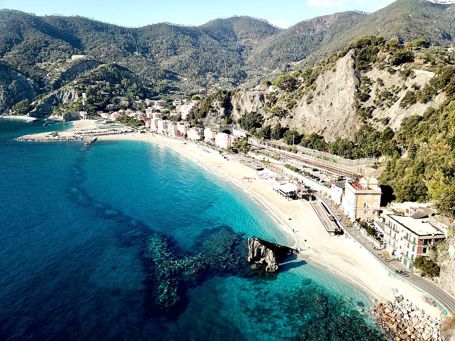 italy, monterosso al mare, sea, crystal, blue, turquoise, seaside, HD wallpaper
