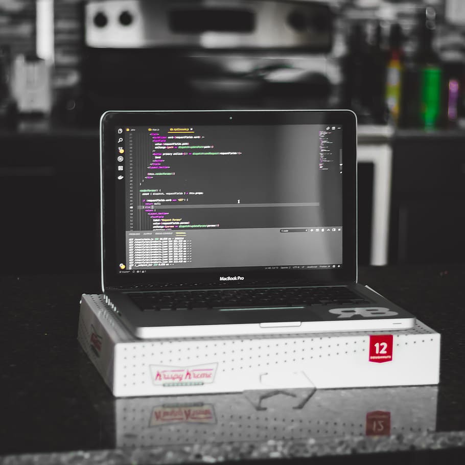 black laptop computer with box, technology, communication, wireless technology HD wallpaper