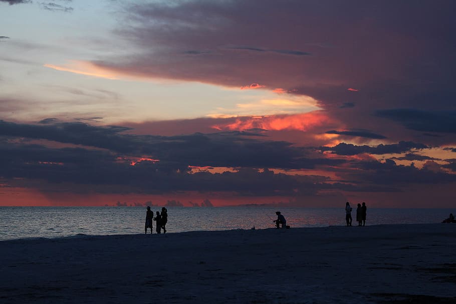 HD wallpaper: beach, sunset, sky, fishing, siesta key, florida, cloud ...